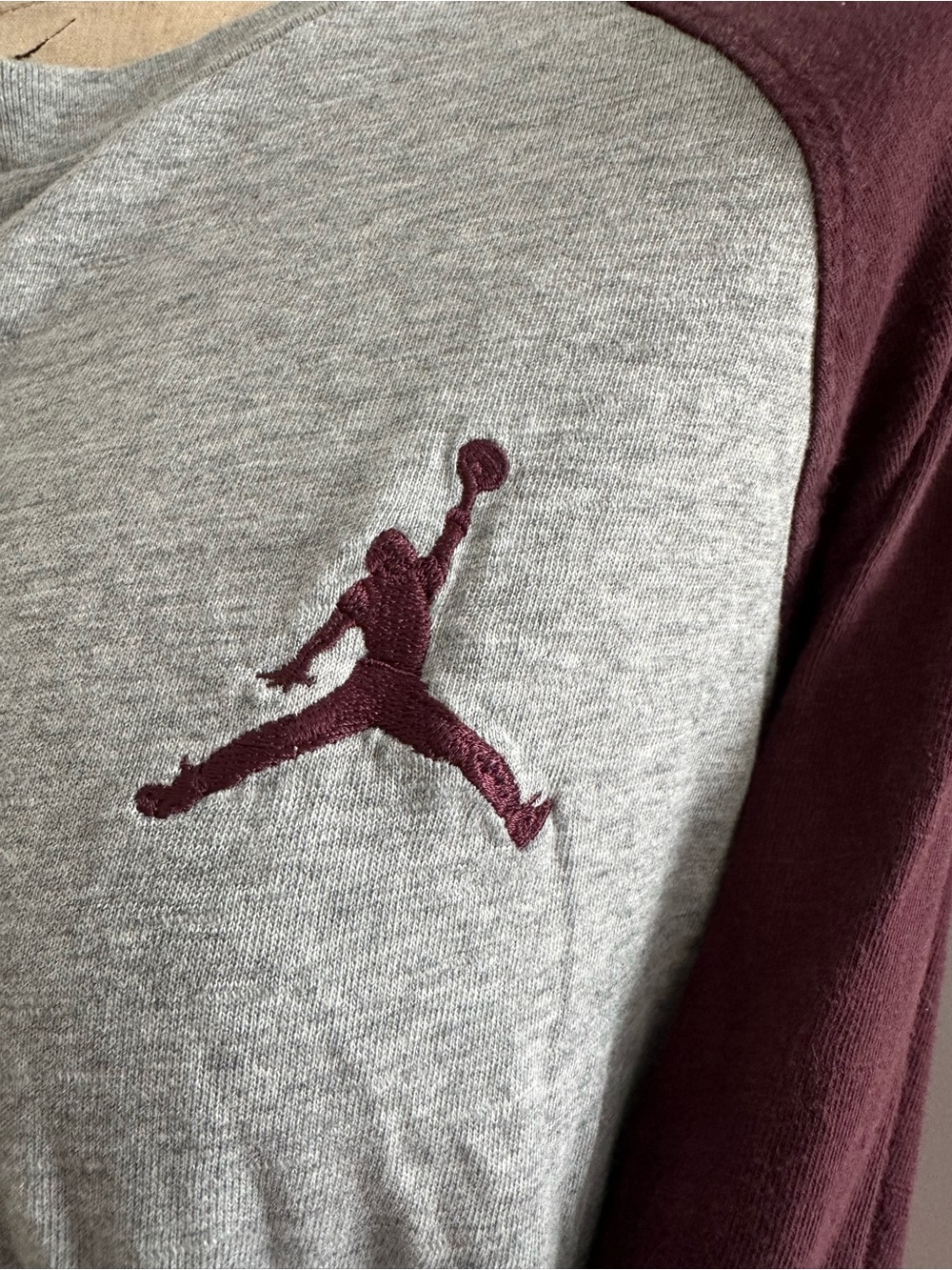 Jordan Crewneck Sweatshirt in Gray and Maroon